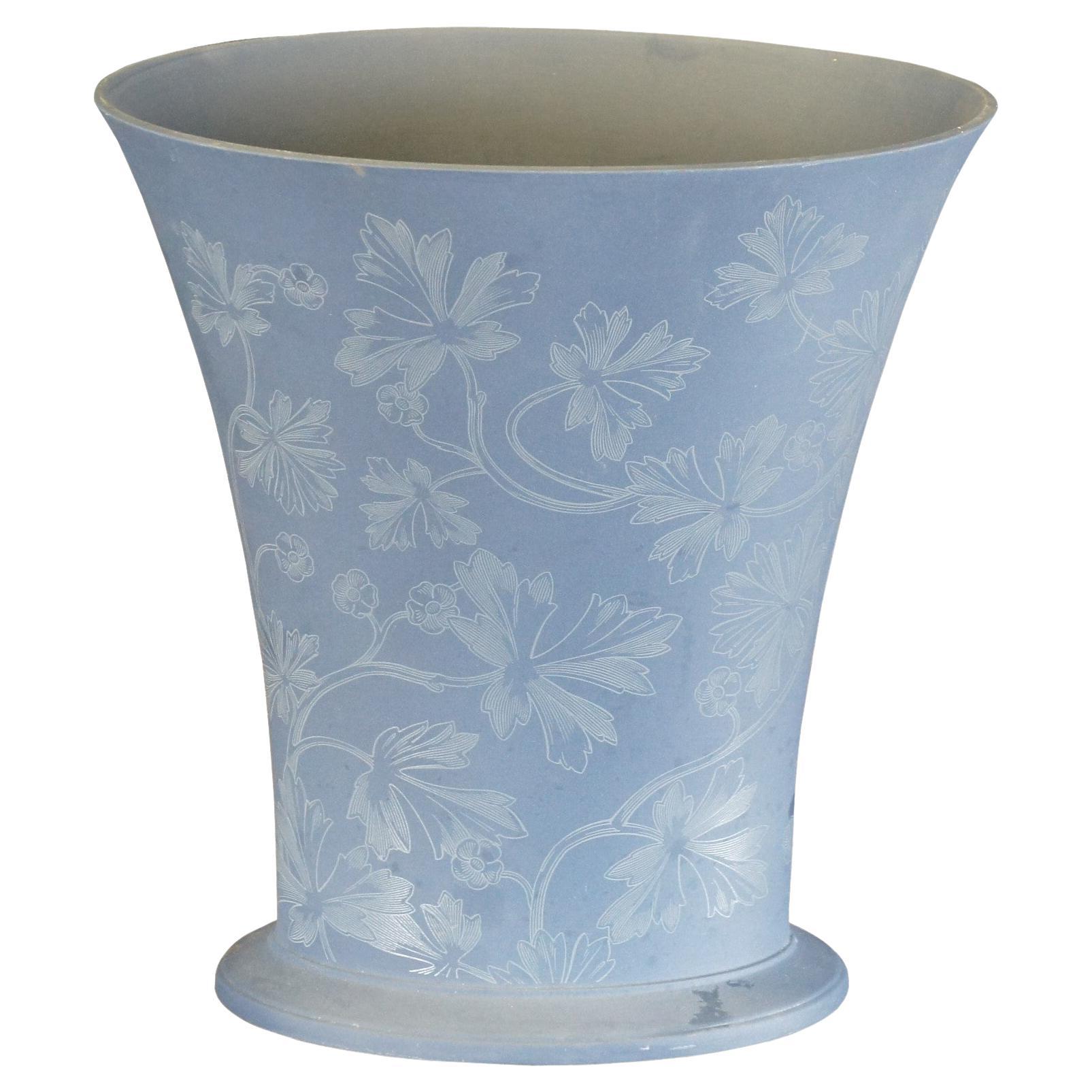 Wedgwood Interiors English Etched Floral Oval Footed Spray Vase 10"