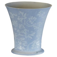 Wedgwood Interiors English Etched Floral Oval Footed Spray Vase 10"