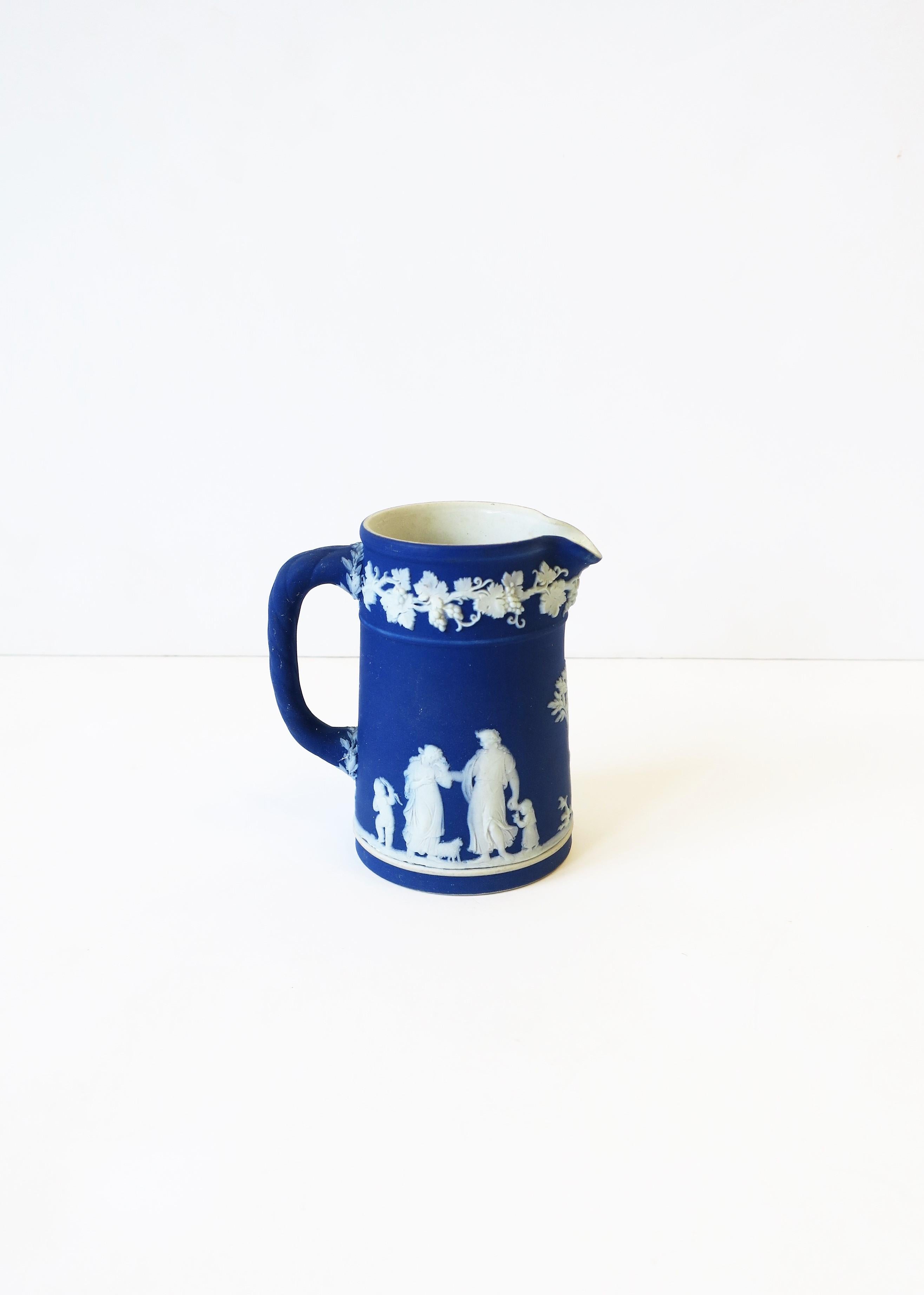 20th Century Wedgwood Jasperware Antique English Blue and White Pitcher Neoclassical