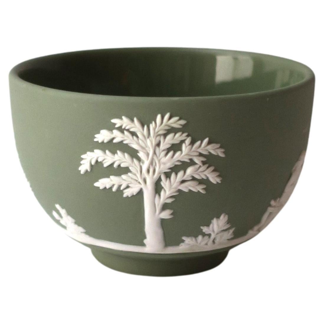 Unglazed Wedgwood Jasperware Bowl Sage Green and White in the Neoclassical Style For Sale