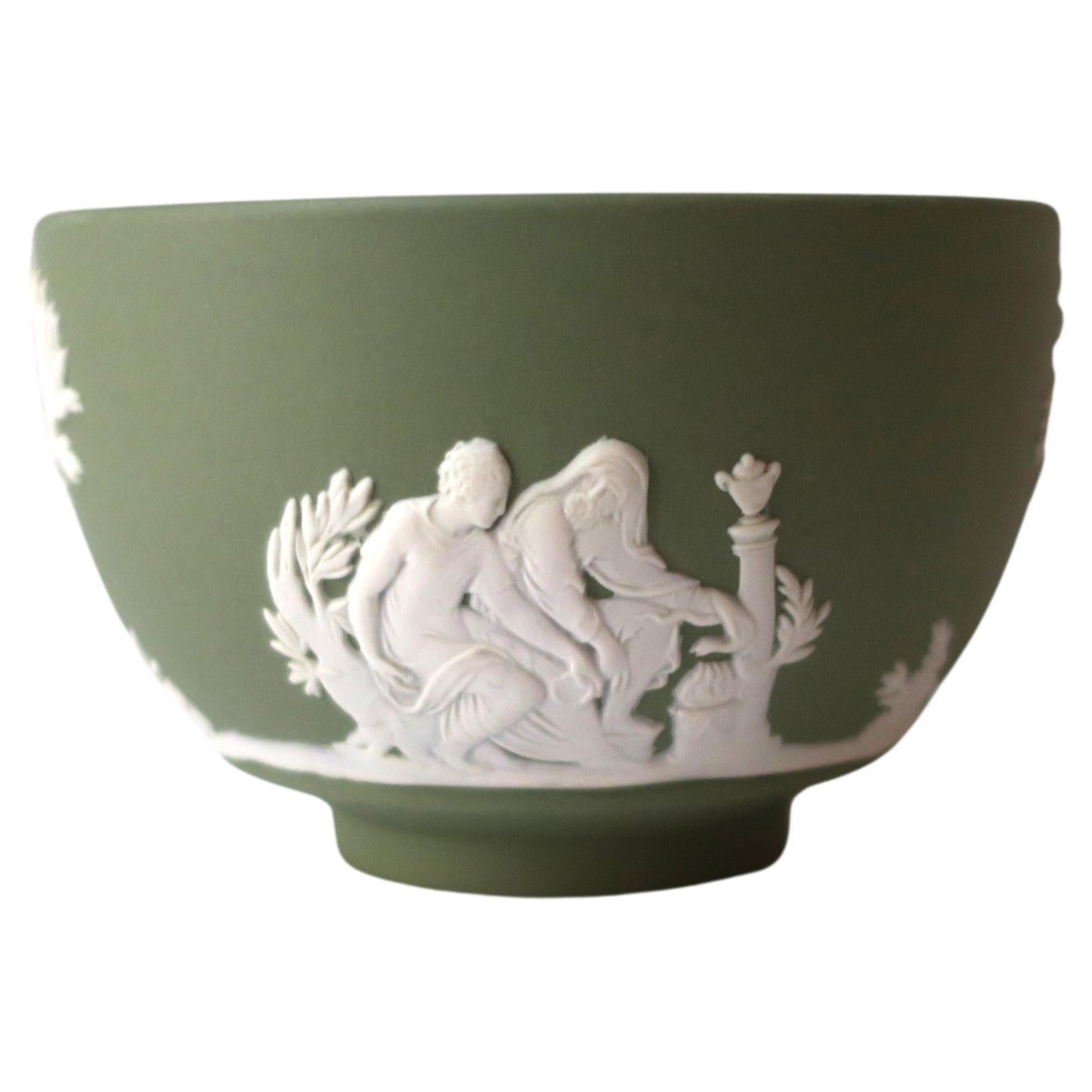 Wedgwood Jasperware Bowl Sage Green and White in the Neoclassical Style