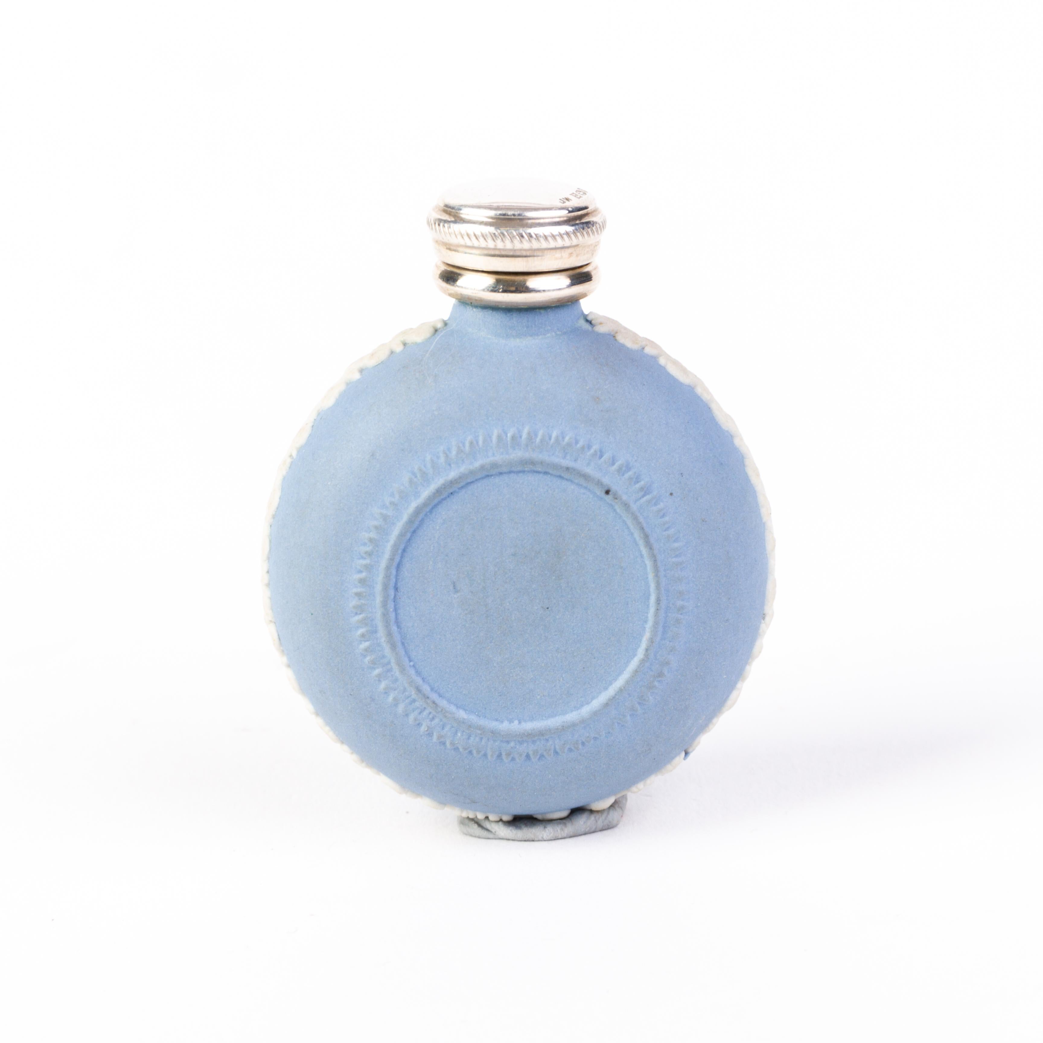 20th Century Wedgwood Jasperware Cameo Neoclassical Silver Top Scent Perfume Bottle For Sale