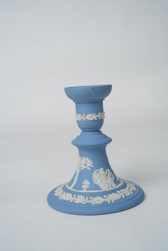 Wedgwood Jasperware Candlesticks, Neoclassical Blue & White, 1960
