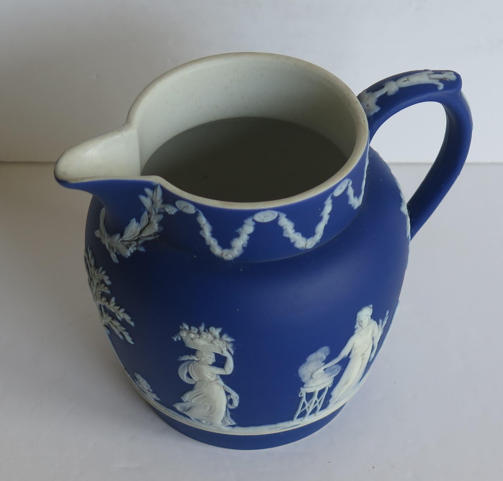 19th Century Wedgwood Jasperware Jug or Pitcher Classical Figures Fully Marked, circa 1900