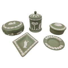 Vintage Wedgwood Jasperware lidded boxes serving bowls classicism Mid-Century England