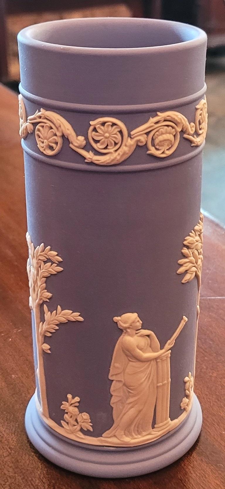 Neoclassical Revival Wedgwood Jasperware Pale Blue 6 Inch Spill Vase
