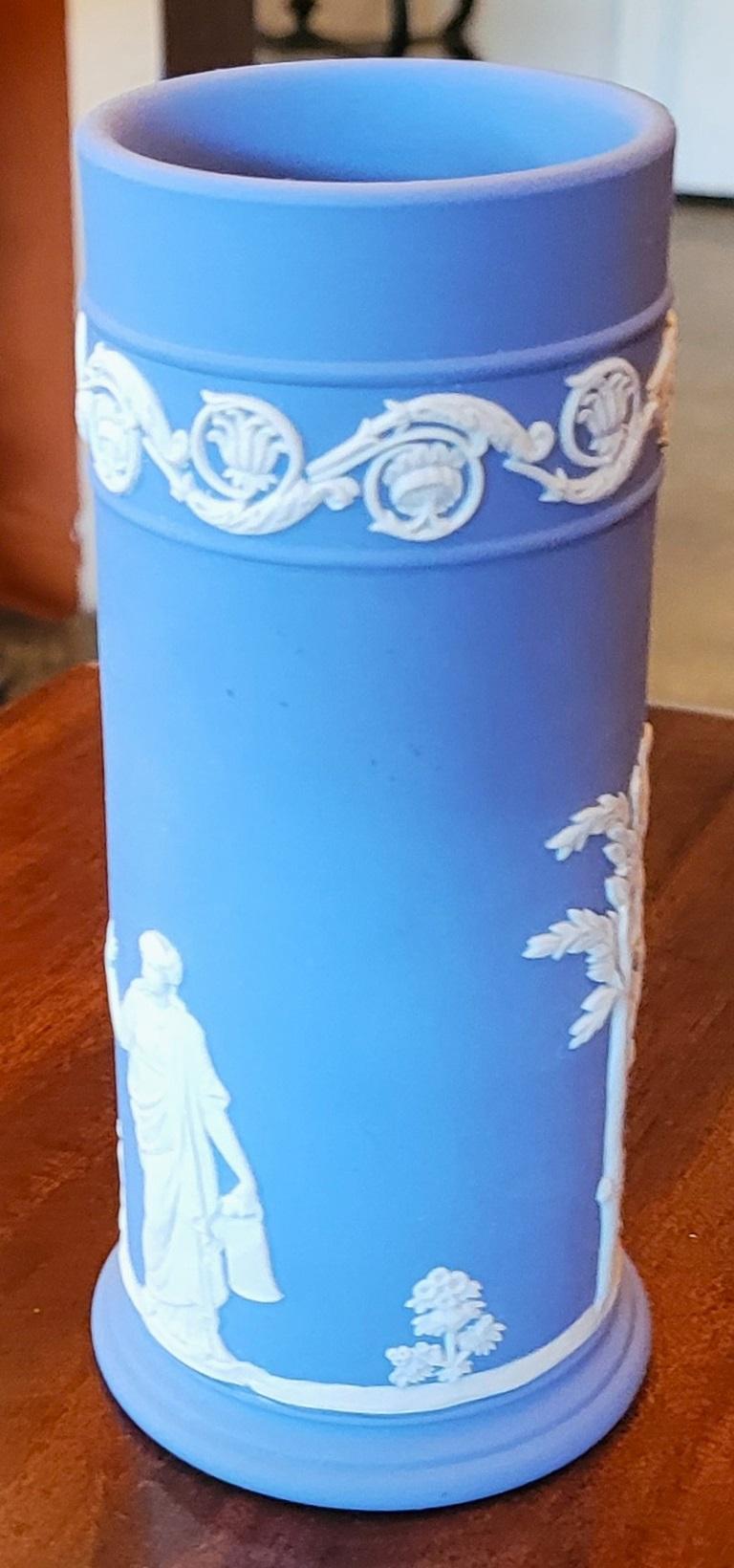 Molded Wedgwood Jasperware Pale Blue 6 Inch Spill Vase