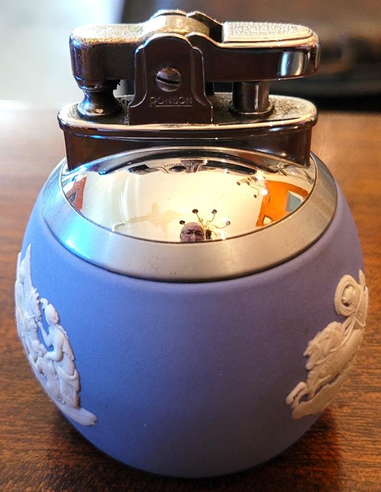 wedgwood cigarette lighter Wedgwood Jasperware Pale Blue Art Deco Ronson Desk Lighter at 1stDibs