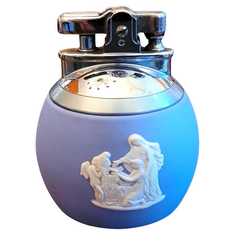 Wedgwood Jasperware Pale Blue Art Deco Ronson Desk Lighter For Sale