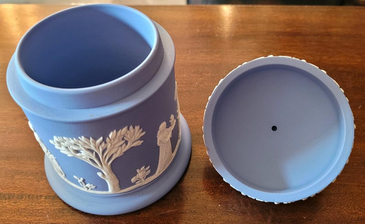 20th Century Wedgwood Jasperware Pale Blue Lidded Vanity Jar