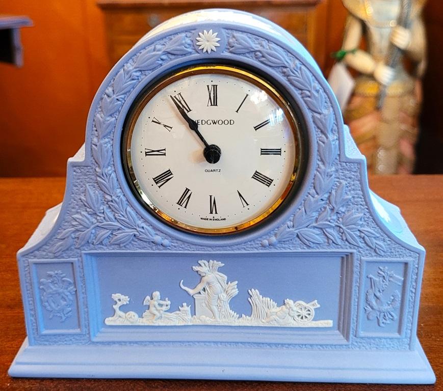 20th Century Wedgwood Jasperware Pale Blue Mantel Clock