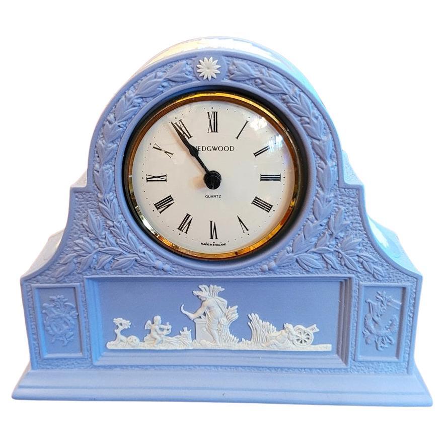 Wedgwood Jasperware Pale Blue Mantel Clock For Sale