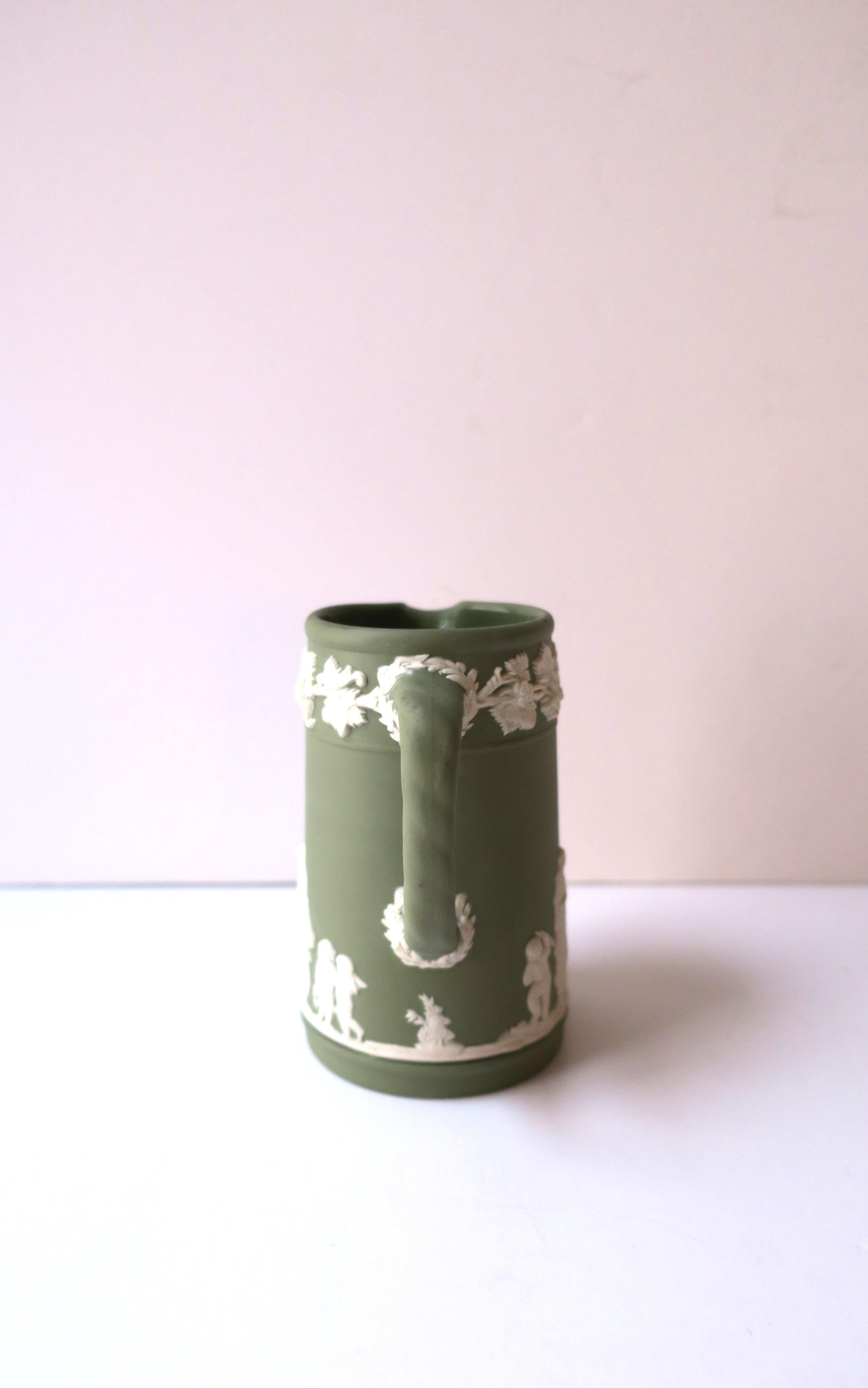 Wedgwood Jasperware Pitcher Sage Green and White in the Neoclassical Style  For Sale 3