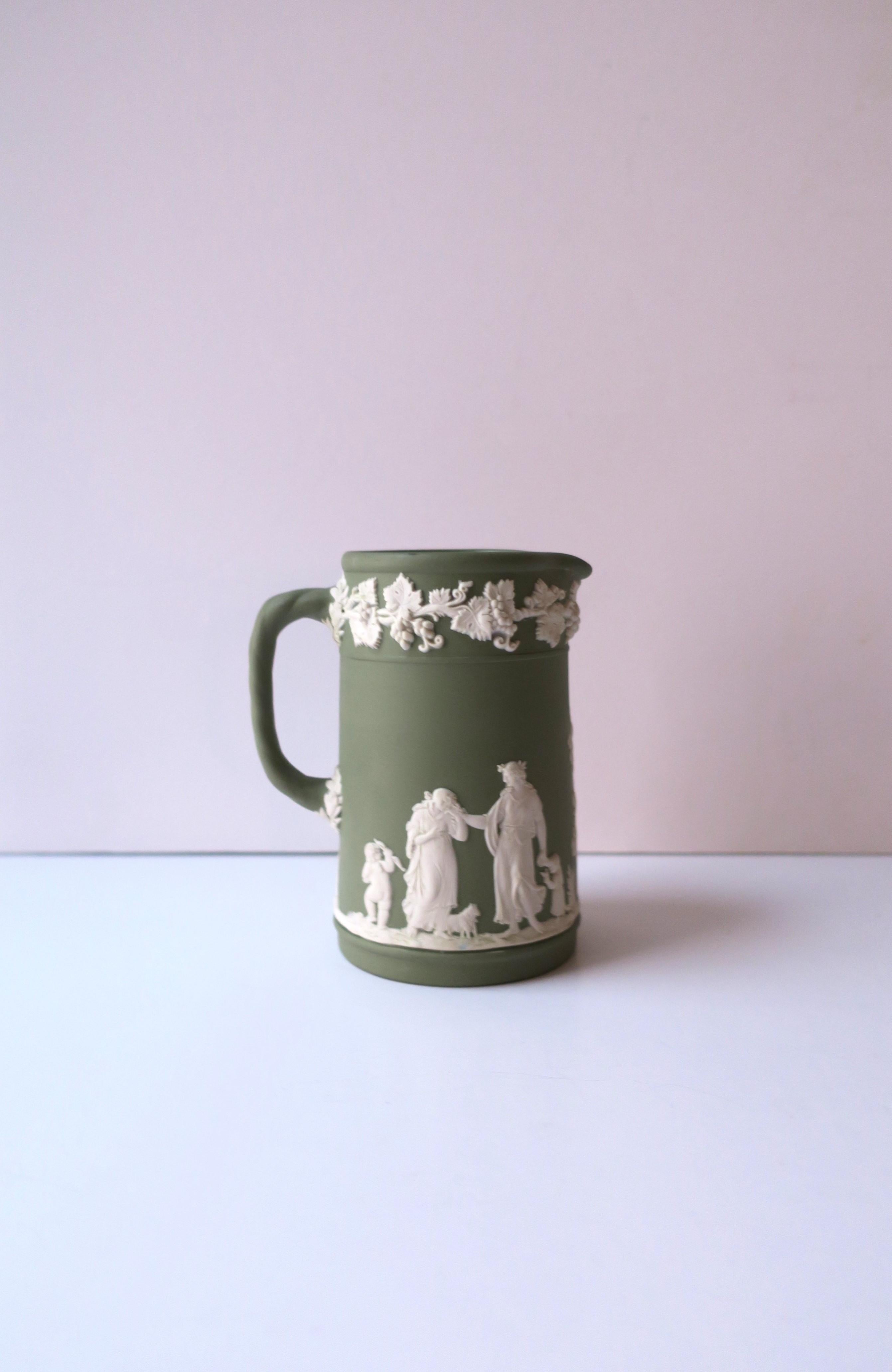 Wedgwood Jasperware Pitcher Sage Green and White in the Neoclassical Style  For Sale 2