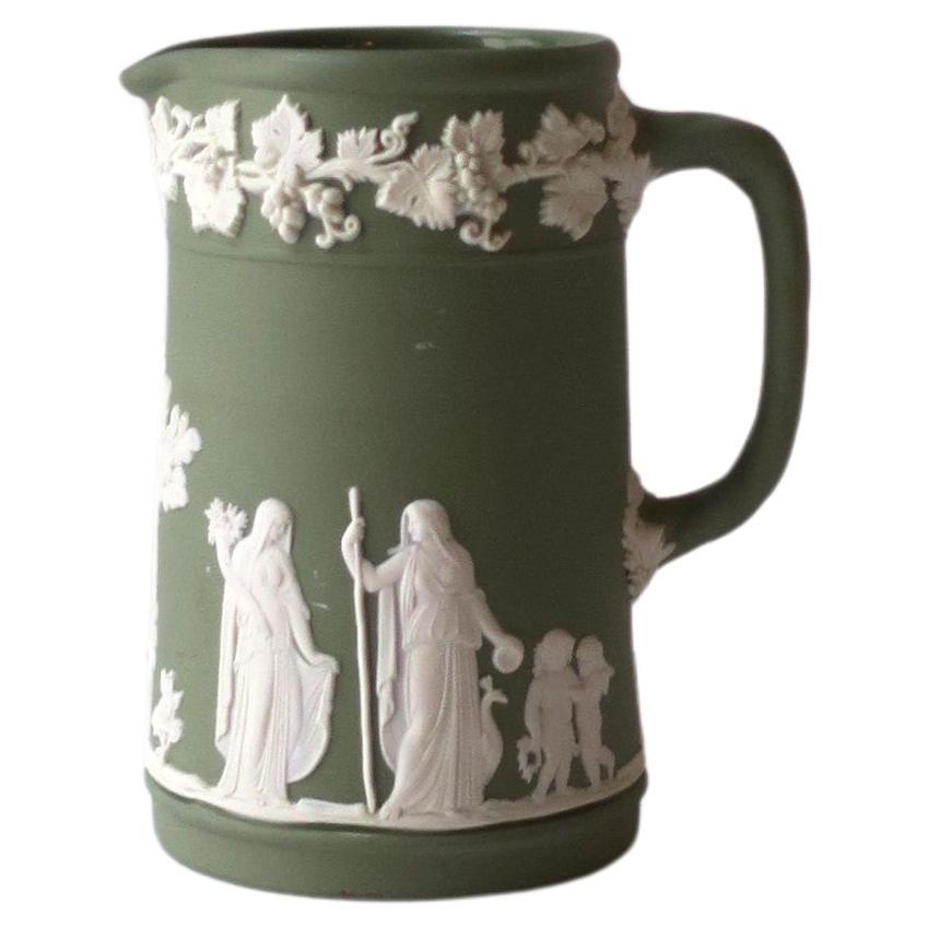 Wedgwood Jasperware Pitcher Sage Green and White in the Neoclassical Style 