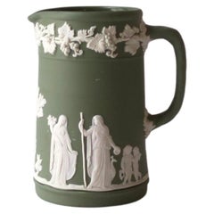 Wedgwood Jasperware Pitcher Sage Green and White in the Neoclassical Style 