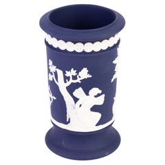 Wedgwood Jasperware Portland Blue Neoclassical Spill Vase
