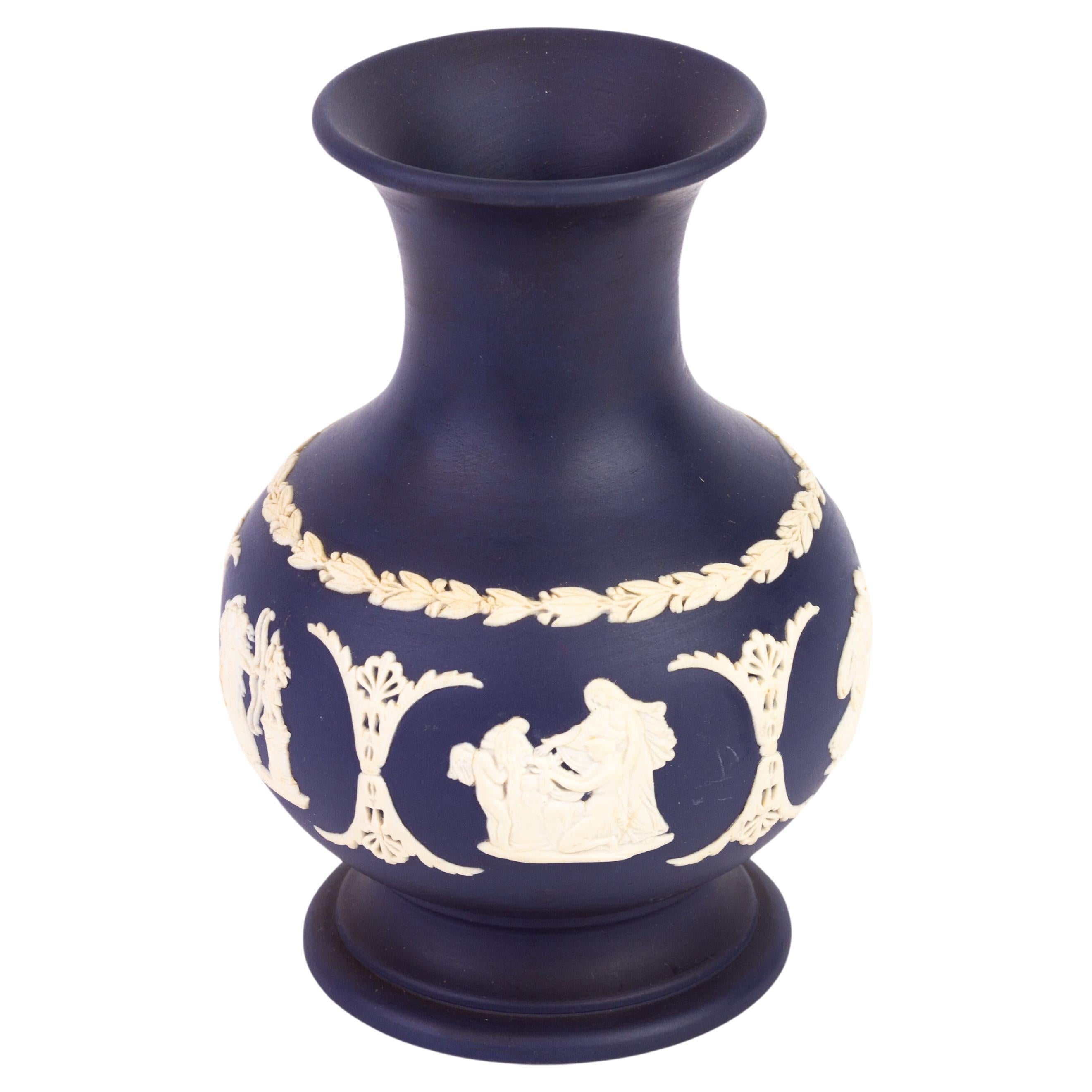 Wedgwood Jasperware Portland Blue Neoclassical Vase For Sale