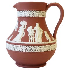 Wedgwood Jasperware Red Terracotta and White Neoclassical Pitcher, 1959, England