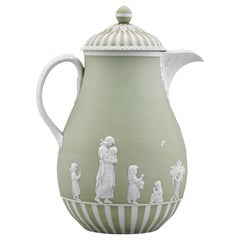 Antique Wedgwood Lady Templeton Green and White Jasper-Dip Coffee Pot