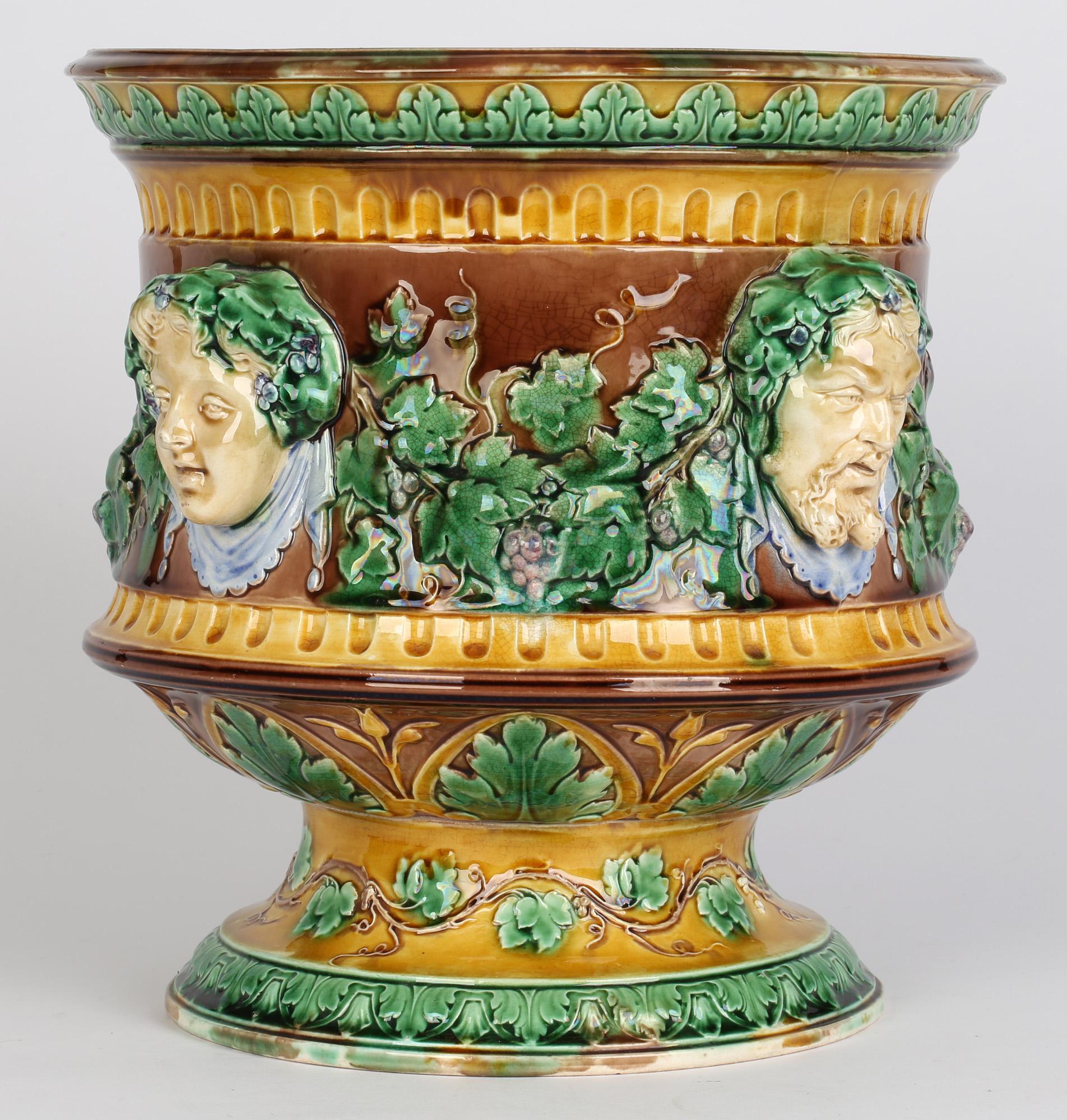Wedgwood Large and Impressive Majolica Jardiniere with Masks and Trailing Vines For Sale 6