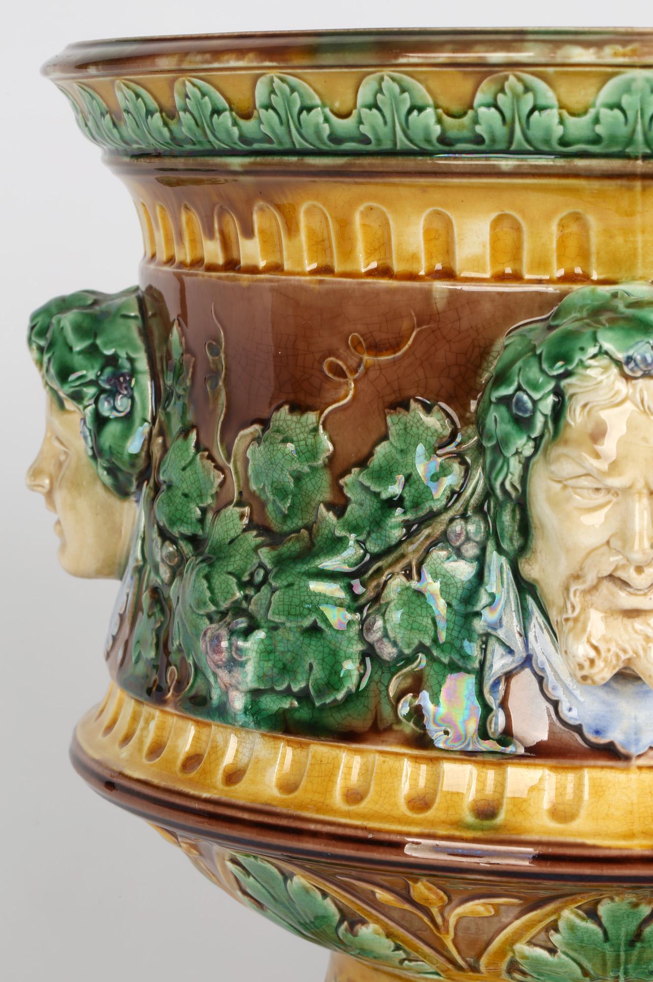 Wedgwood Large and Impressive Majolica Jardiniere with Masks and Trailing Vines For Sale 11