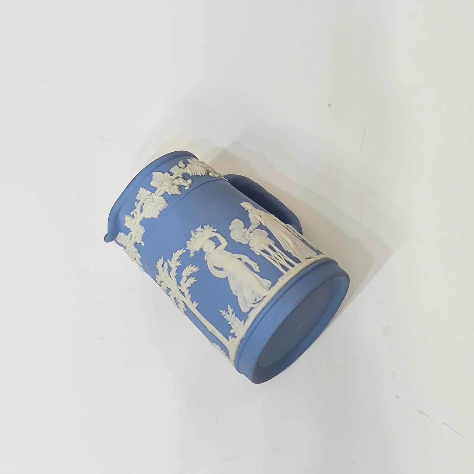 Wedgwood Lavender Blue Jasperware Jug, Vase with Handle For Sale 1