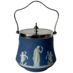 Vintage Wedgwood Light Blue Bell Shape Jasperware Biscuit Barrel
