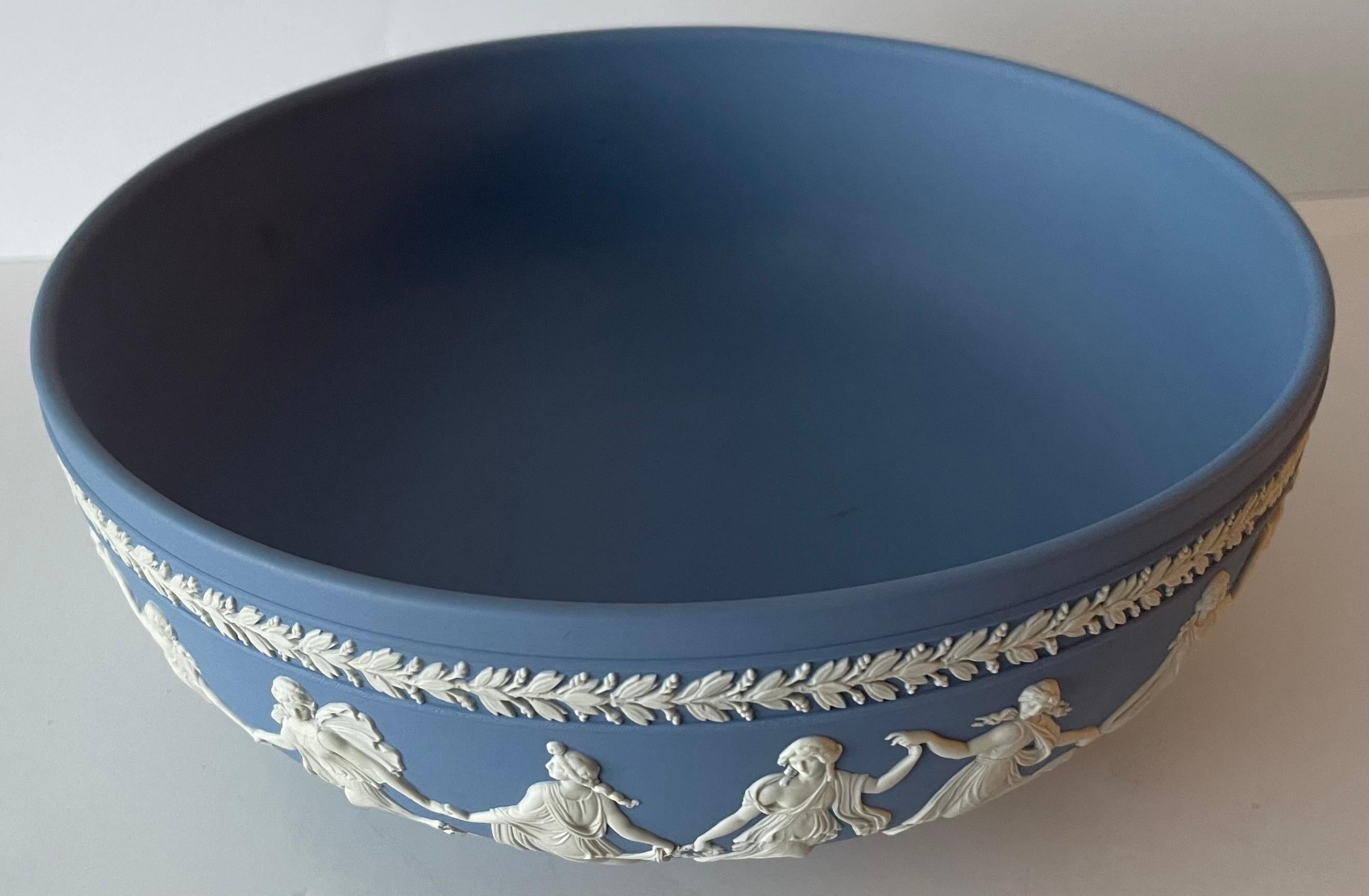 Wedgwood Light Blue Dancing Hours Neoclassical Jasperware Bowls, Pair 2