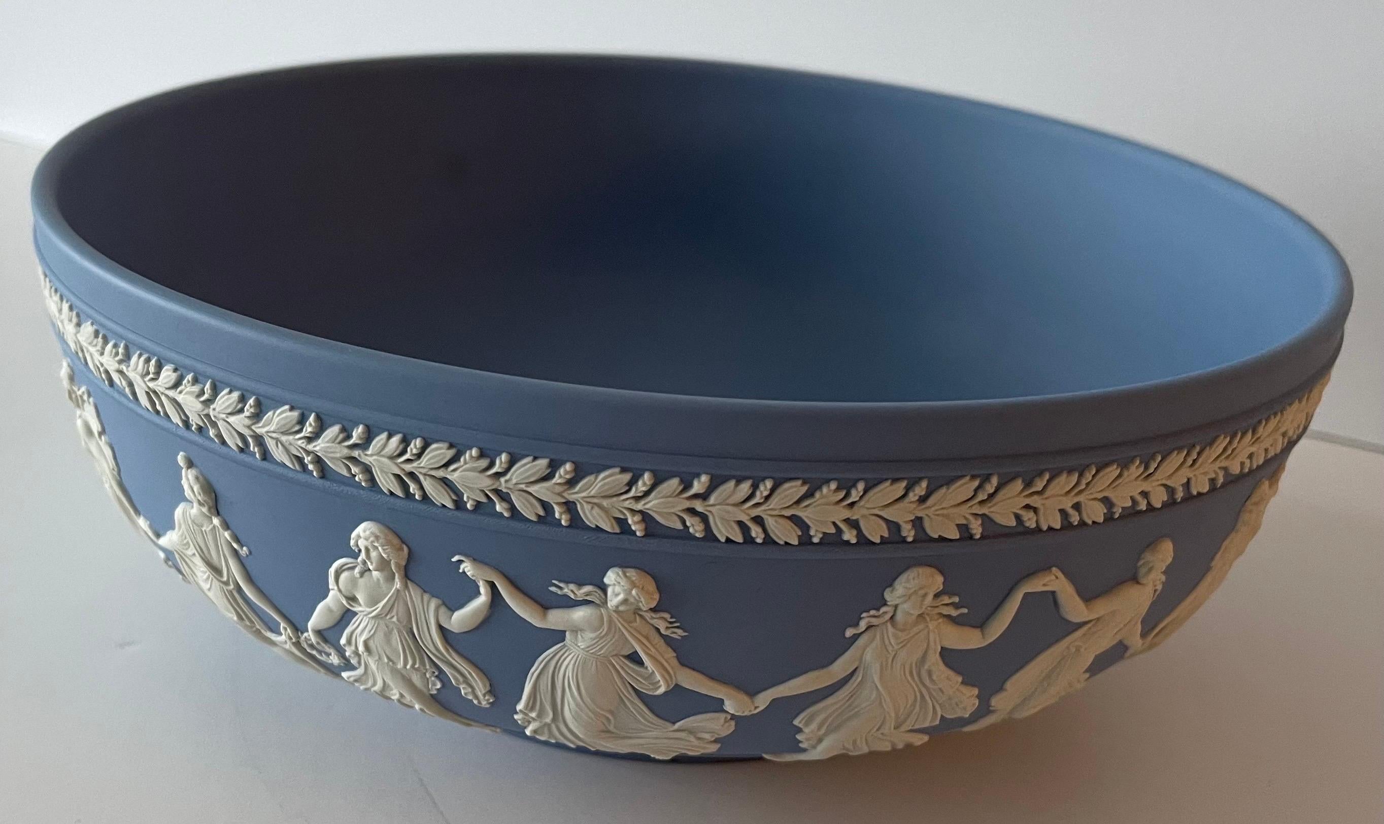 Wedgwood Light Blue Dancing Hours Neoclassical Jasperware Bowls, Pair 3
