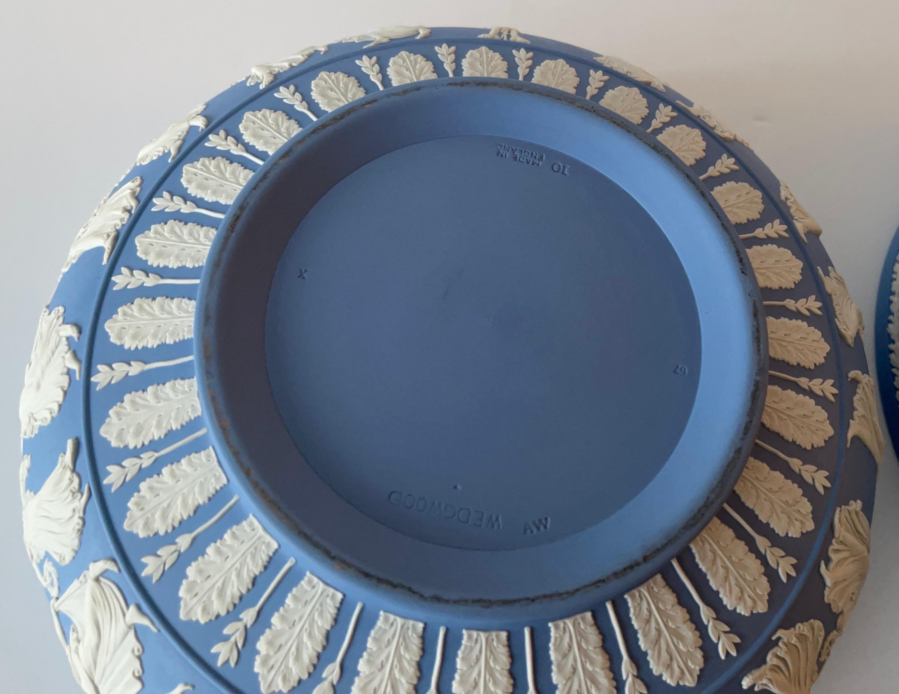 Wedgwood Light Blue Dancing Hours Neoclassical Jasperware Bowls, Pair 4
