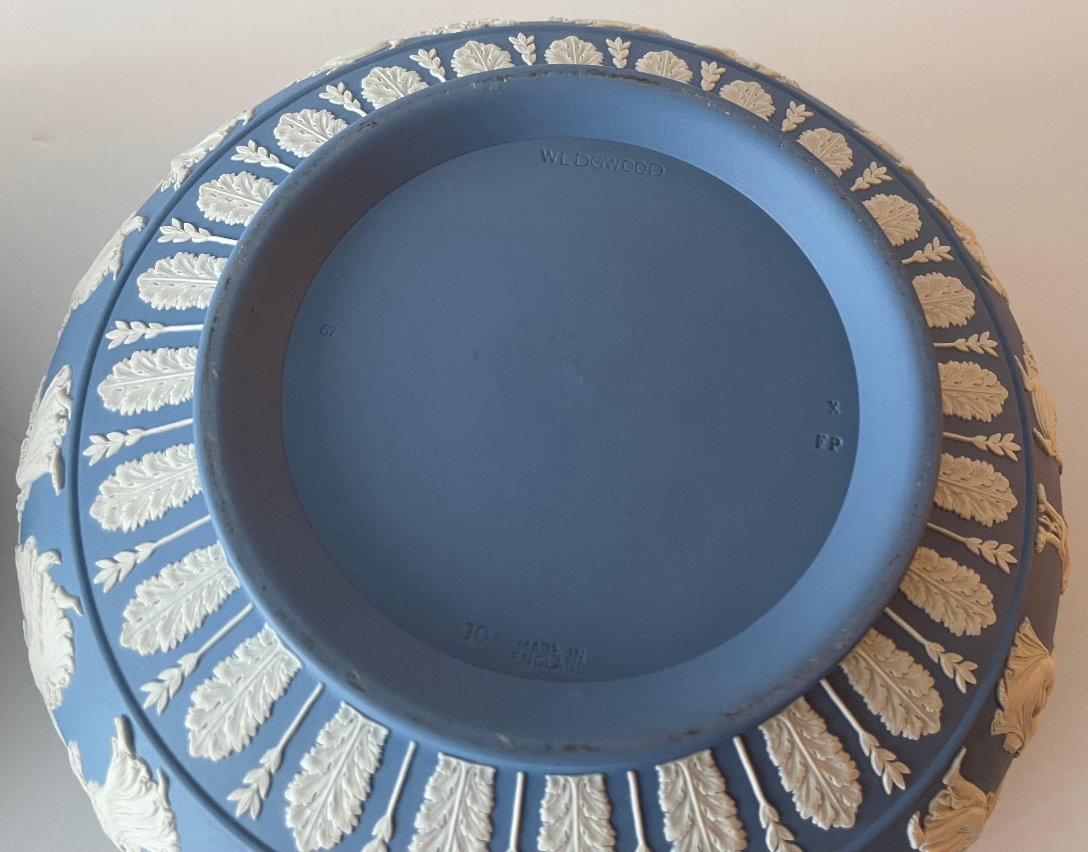 English Wedgwood Light Blue Dancing Hours Neoclassical Jasperware Bowls, Pair