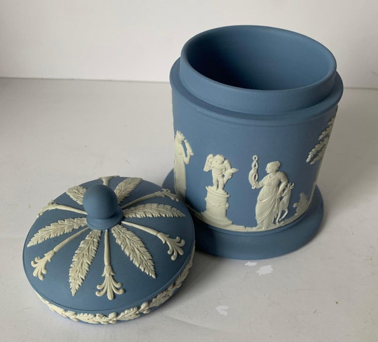 wedgwood tobacco jar Wedgwood Light Blue Jasperware Tobacco Jar at 1stDibs