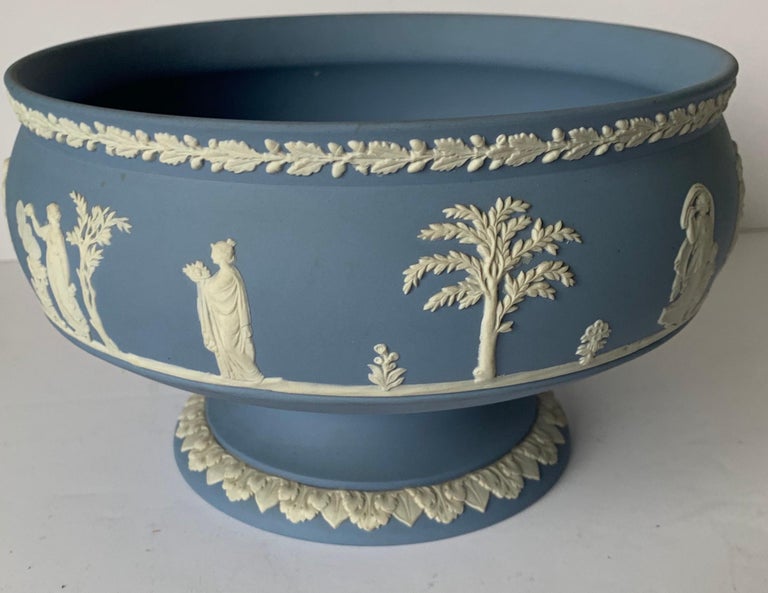 Wedgwood Light Blue Neoclassical Jasperware Footed Bowl at 1stDibs