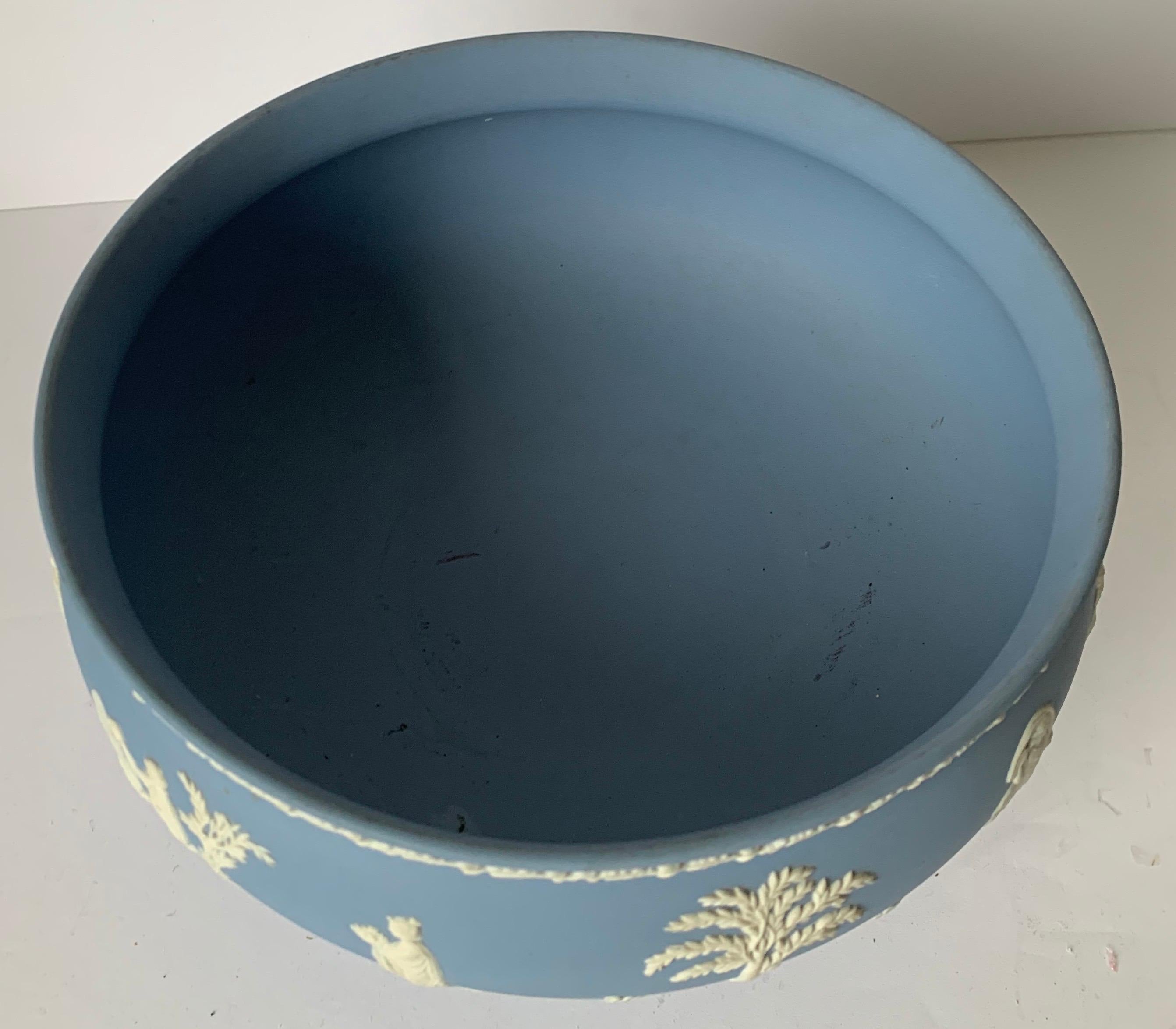 Late 20th Century Wedgwood Light Blue Neoclassical Jasperware Footed Bowl