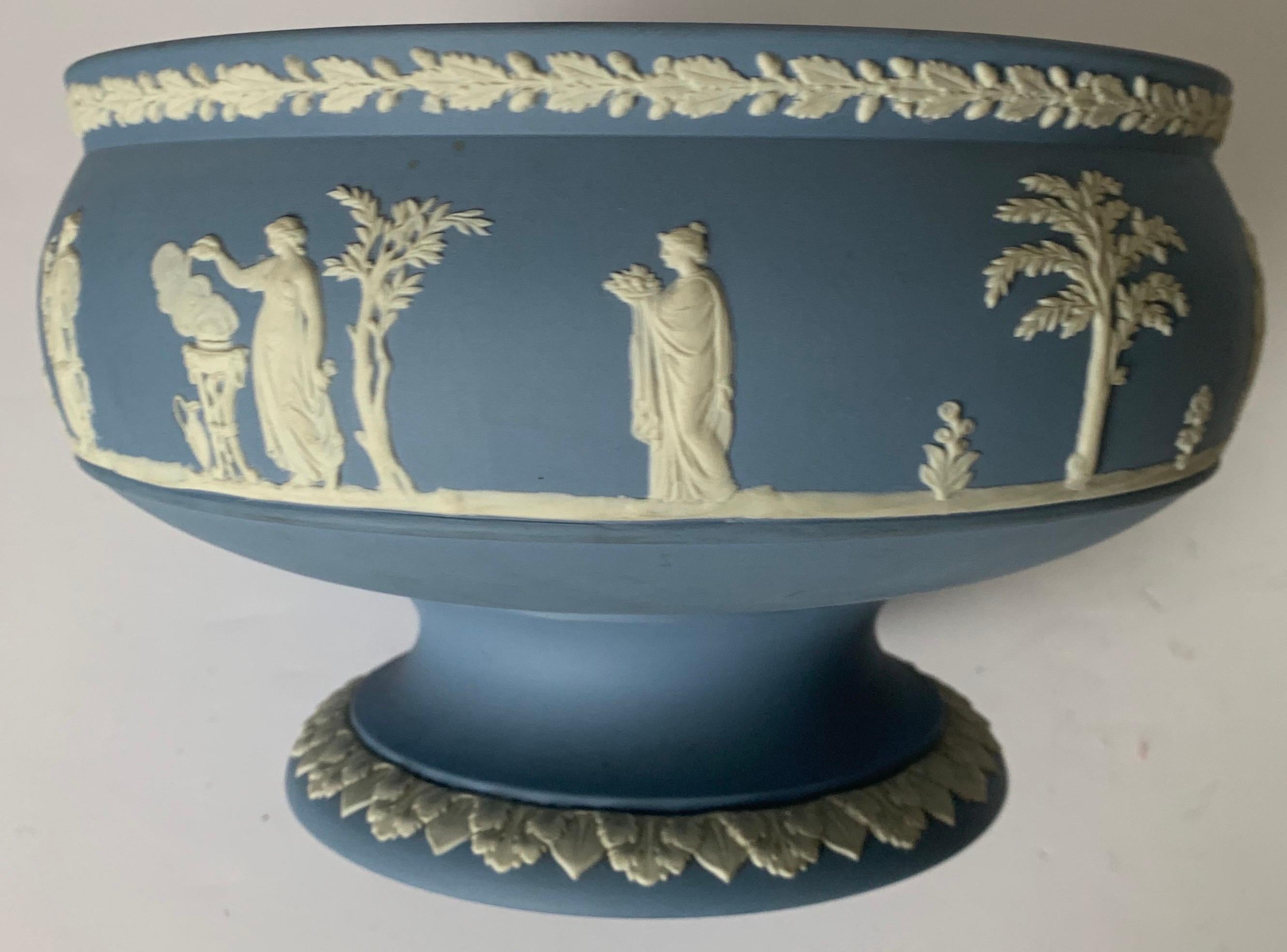 Pottery Wedgwood Light Blue Neoclassical Jasperware Footed Bowl
