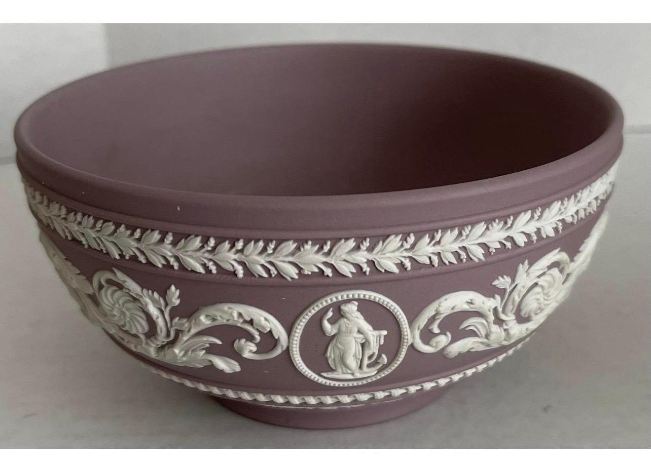 Light purple Wedgwood Jasperwareneiclasdical style bowl. Stamped on the underside Wedgwood Made in England 60 (1960).