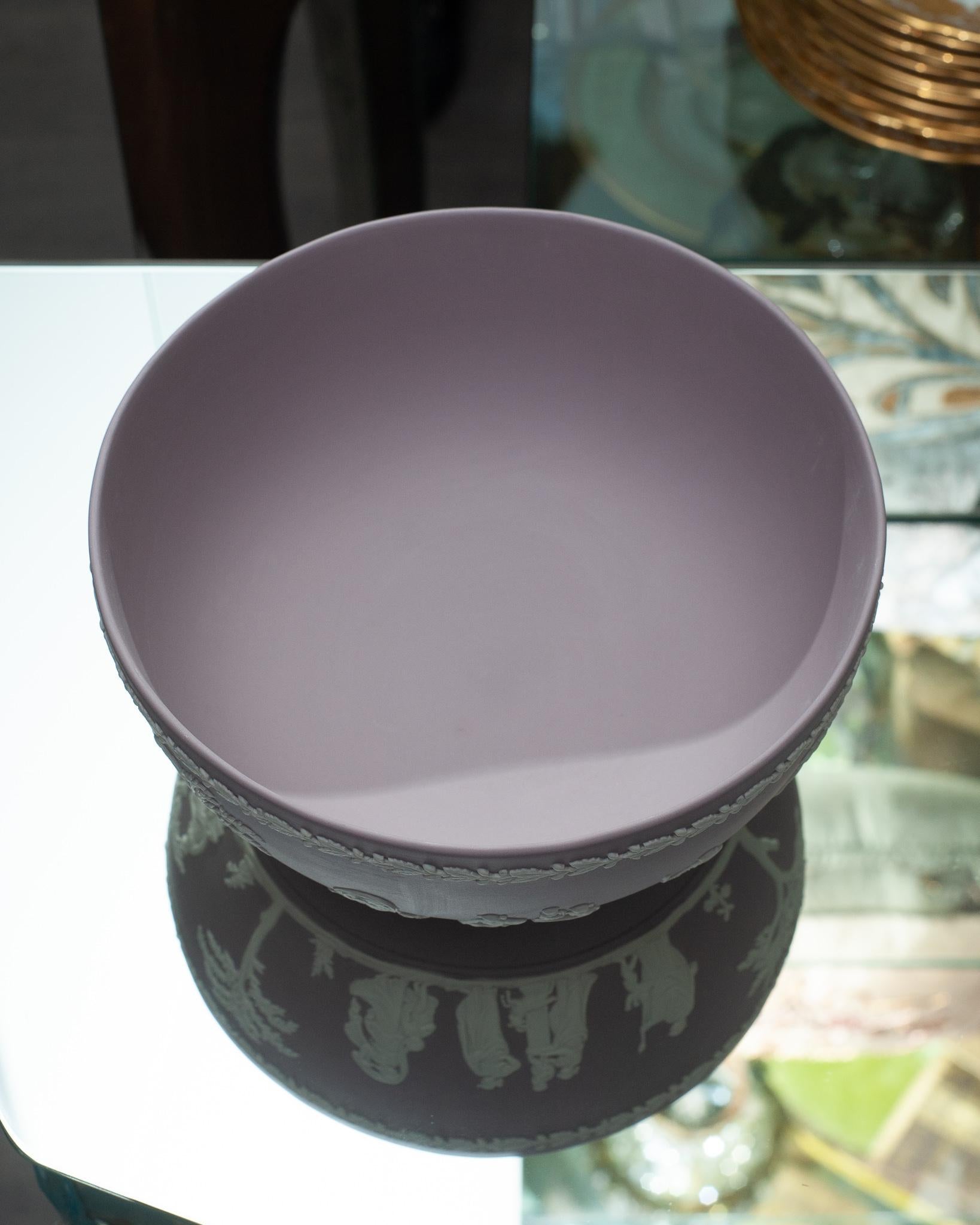 English Wedgwood Lilac Jasperware Bowl with White Overlay