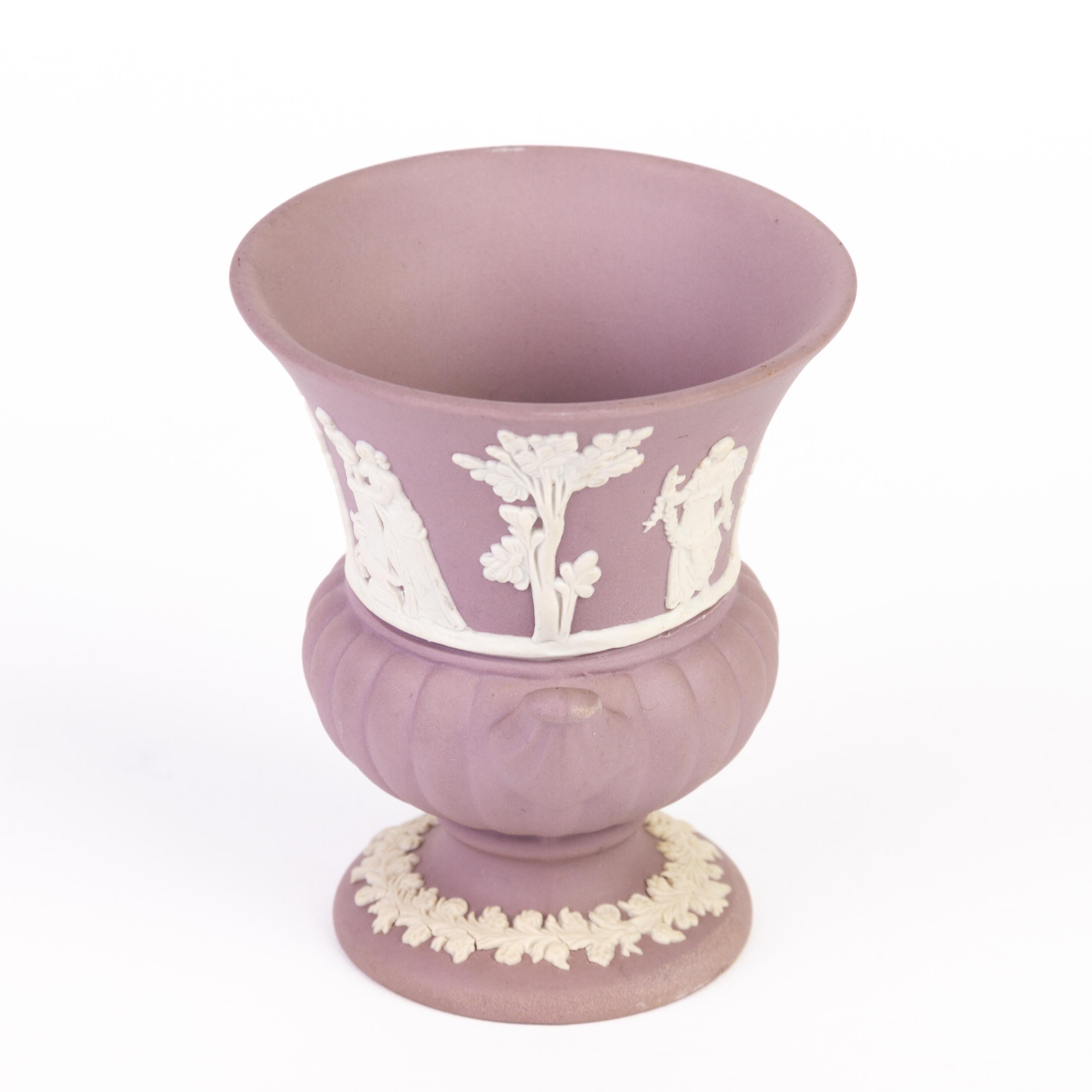 20th Century Wedgwood Lilac Jasperware Neoclassical Urn Vase 