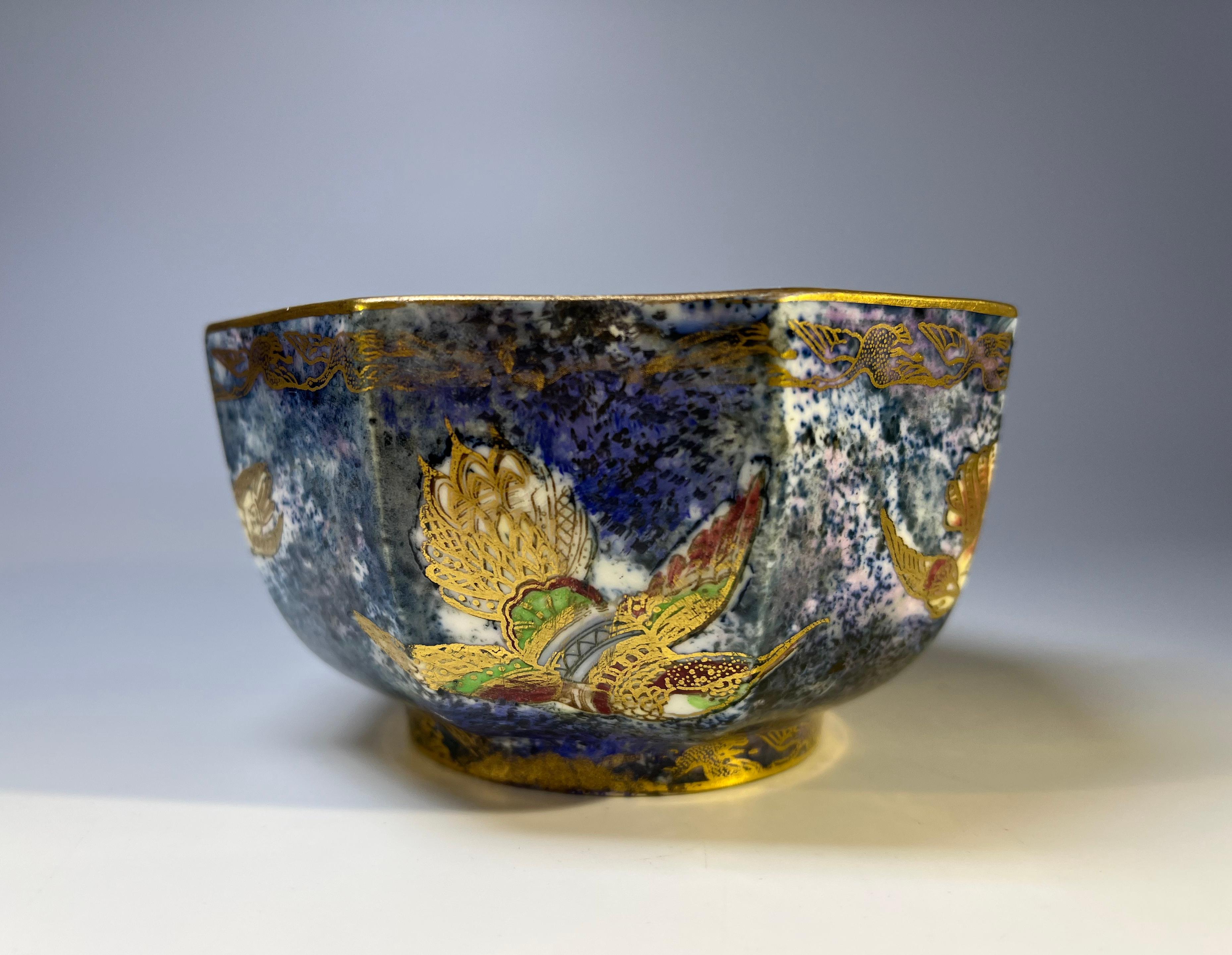 Porcelain Wedgwood Lustre Ordinary Hummingbird Octagonal Bowl by Daisy Makeig Jones c1920