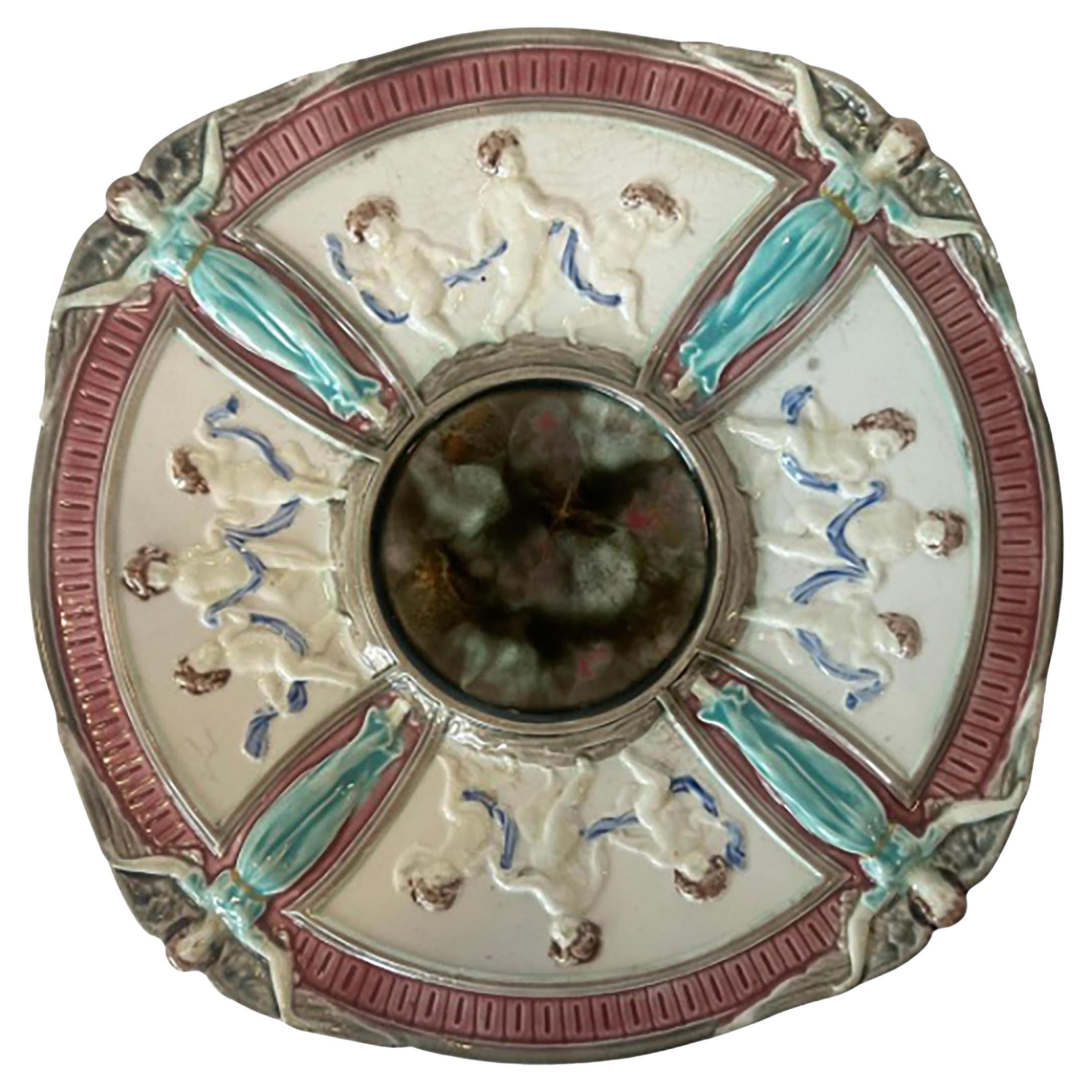 Wedgwood Majolica Argenta Cherub Plate Owned by Andre Leon Talley