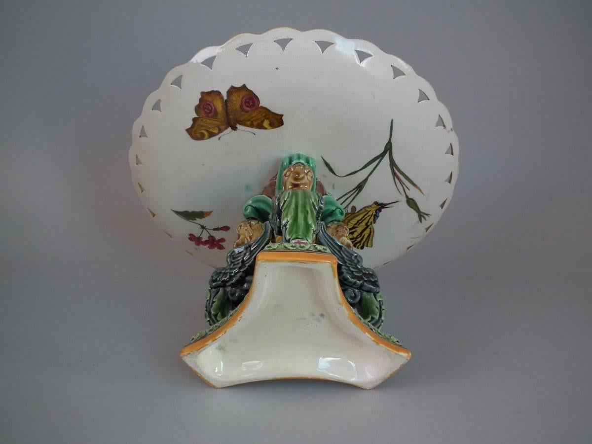 Wedgwood Majolica Bird and Butterfly Compote 10