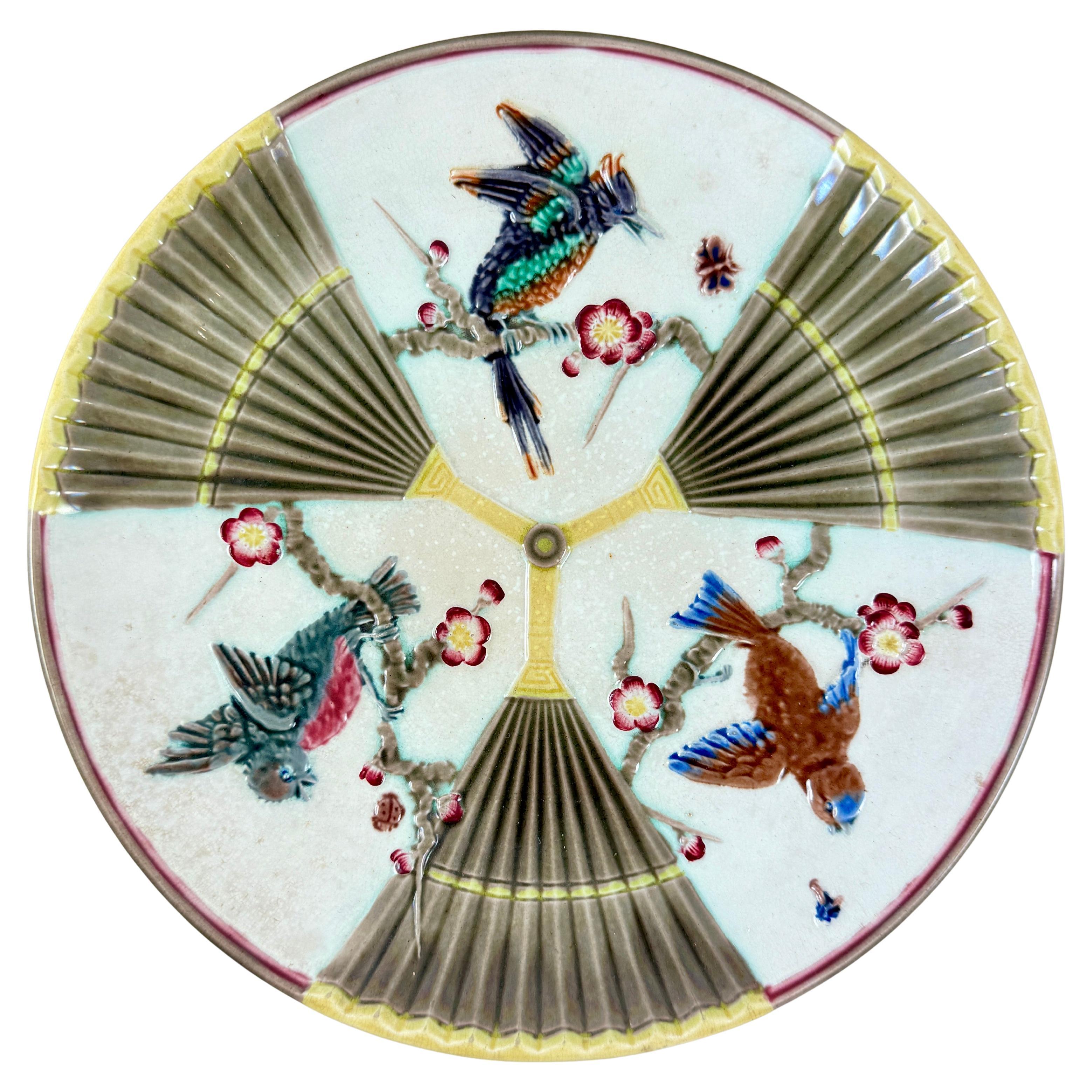 Wedgwood Majolika Vogel & Fächer Argenta Teller