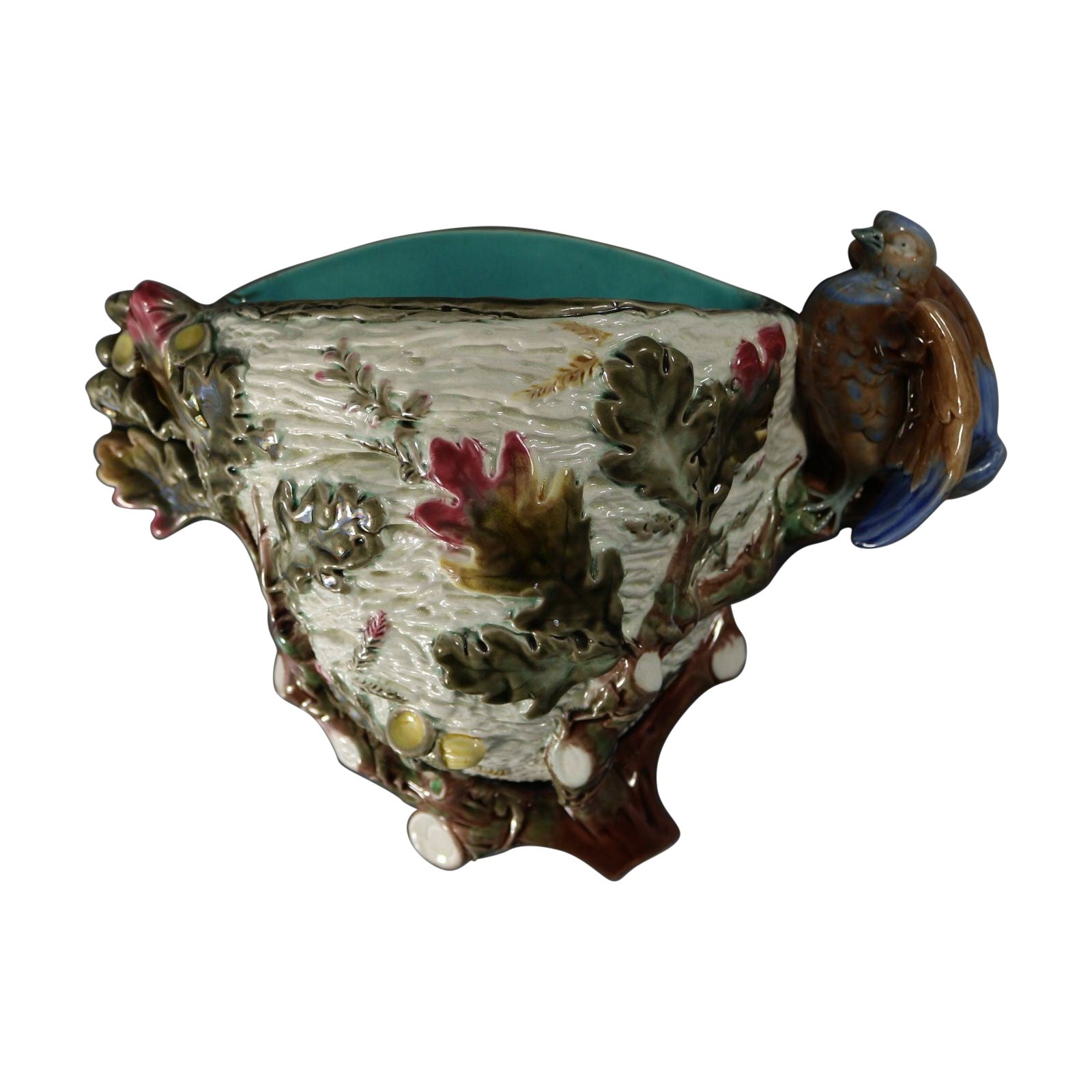 Wedgwood Majolica Bird on Nest Wall Pocket For Sale