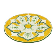 Wedgwood Majolica Cauliflower Pattern 9-in Plate on Yellow Ground, English, 1923