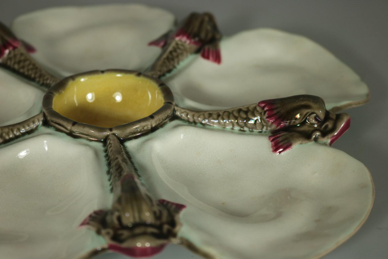 British Wedgwood Majolica Dolphin/Fishes Oyster Plate