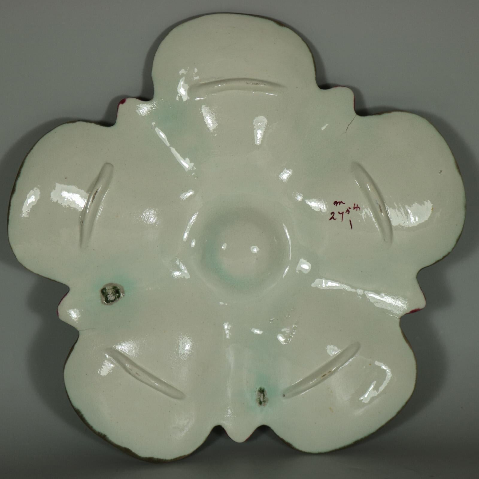 Glazed Wedgwood Majolica Dolphin/Fishes Oyster Plate