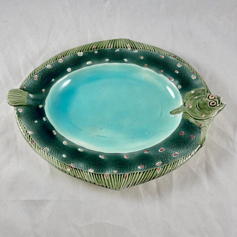 Wedgwood Majolica Flounder Fish Platter, dated 1875 For Sale at 1stDibs