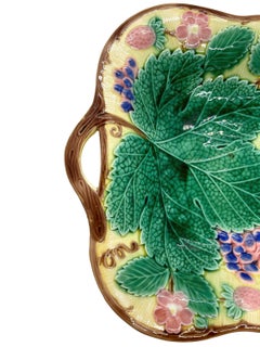 Wedgwood Majolica Grape and Strawberry Bread Tray on Yellow Ground