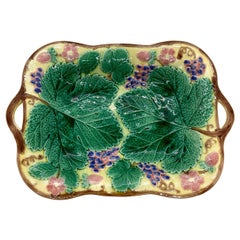 Wedgwood Majolica Grape and Strawberry Bread Tray on Yellow Ground